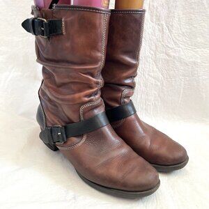 Pikolinos boots Le Mans EU 40 US womens 9 9.5 brown boot scrunched mid calf moto